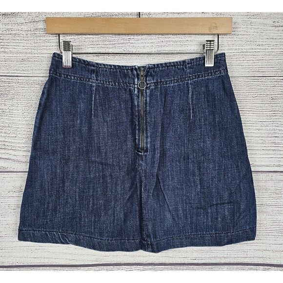 Zara Trafaluc Denim Back Zip Mini Skirt Blue Size X-Small - Picture 2 of 4